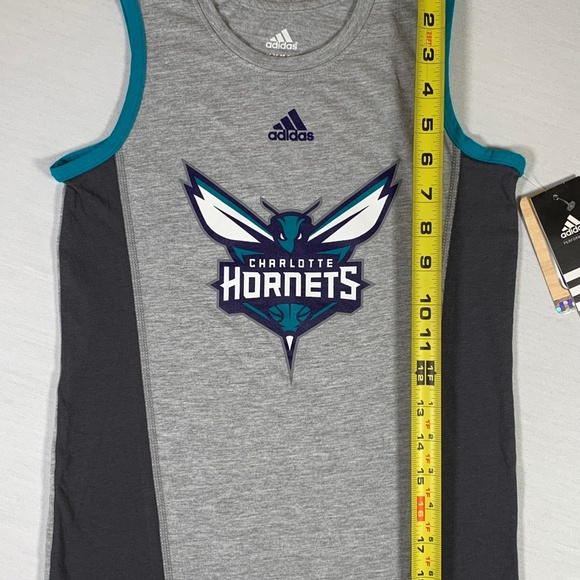CHARLOTTE HORNETS SHIRT KIDS MEDIUM 5/6 NBA ADIDAS GRAY - Picture 7 of 8